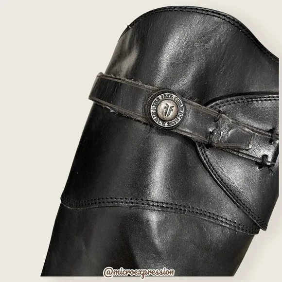 $438 Frye Molly Button Black Leather Equestrian Tall Knee High Zip Up WinterBoot - Picture 5 of 10